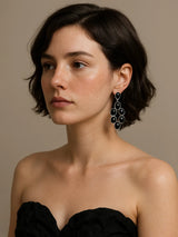 Faceted Black Onyx Sterling Silver Chandelier Earrings