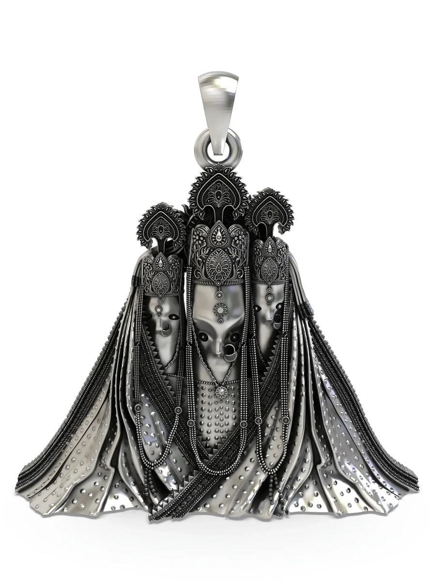 Pitambara Baglamukhi Mata Sterling Silver Pendant
