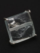 Aqua Crackle Gemstone Square Sterling Silver Stud Earrings