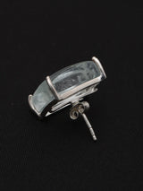 Aqua Crackle Gemstone Square Sterling Silver Stud Earrings