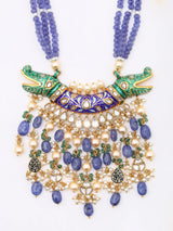 Meenakari Crocodile Necklace and Earrings Set with Tanzanite