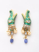 Meenakari Crocodile Necklace and Earrings Set with Tanzanite