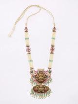 Goddess Lakshmi Pearl Triple Strand Necklace and Earrings Set