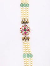 Goddess Lakshmi Pearl Triple Strand Necklace and Earrings Set