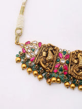 Kundan Studded Sterling Silver Choker Necklace and Earring Set