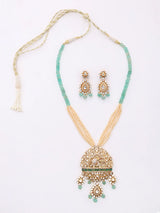 Polki Diamond and Kundan Sterling Silver Necklace and Earrings Set