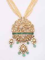 Polki Diamond and Kundan Sterling Silver Necklace and Earrings Set