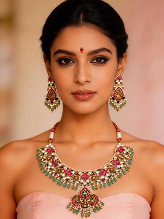 Semi Precious Stone Sterling Silver Necklace and Earring Set