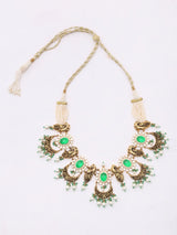 Polki Diamond Peacock Sterling Silver Necklace Set with Earrings
