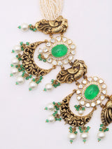 Polki Diamond Peacock Sterling Silver Necklace Set with Earrings