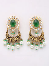 Polki Diamond Peacock Sterling Silver Necklace Set with Earrings