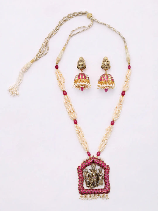 Ramdarbar Sterling Silver Necklace and Earrings Set