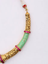 Floral Stone Studded Sterling Silver Hasli Necklace and Earrings Set
