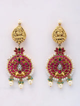 Floral Stone Studded Sterling Silver Hasli Necklace and Earrings Set