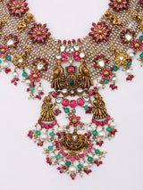 Floral Sterling Silver Necklace and Earring Set with Stones