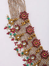 Floral Sterling Silver Necklace and Earring Set with Stones