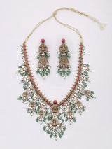 Goddess Lakshmi Moissanite Polki Kundan Temple Necklace Set