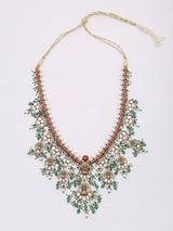 Goddess Lakshmi Moissanite Polki Kundan Temple Necklace Set