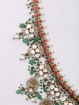 Goddess Lakshmi Moissanite Polki Kundan Temple Necklace Set