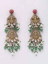 Goddess Lakshmi Moissanite Polki Kundan Temple Necklace Set