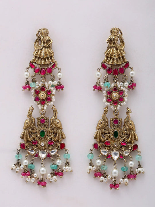 Peacock Sterling Silver Earrings with Semi Precious Stones