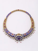 Meenakari Borla Hasli Choker and Earring Set in Sterling Silver