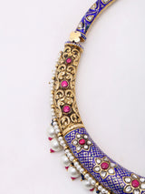 Meenakari Borla Hasli Choker and Earring Set in Sterling Silver