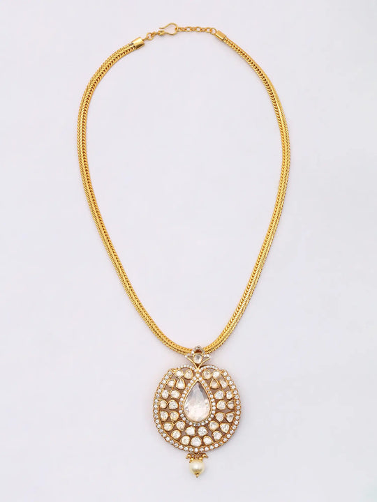 Polki Diamond and Sterling Silver Necklace with Semi Precious Stone
