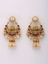 Moissanite and Pearl Sterling Silver Chandelier Earrings