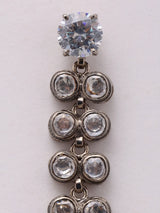 Polki Diamond and Pearl Drop Long Earrings in Sterling Silver
