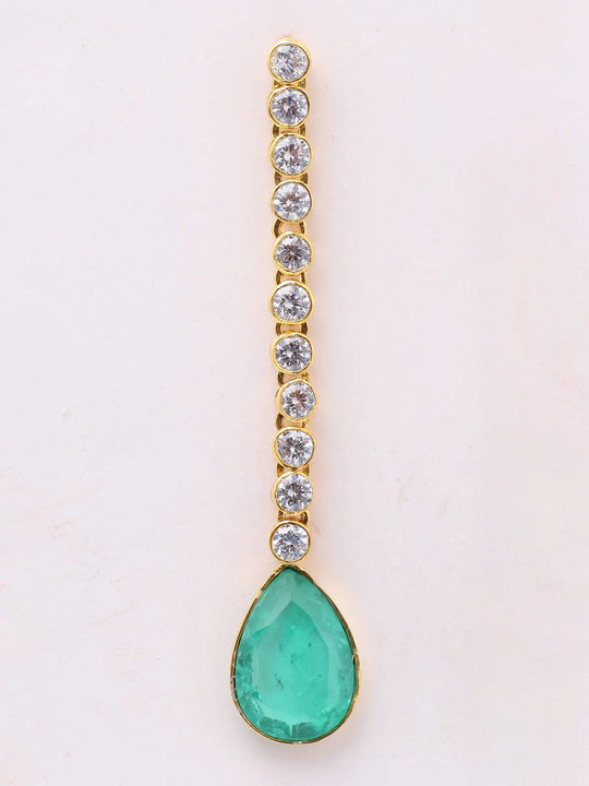 Polki Diamond and Aqua Drop Sterling Silver Long Earrings