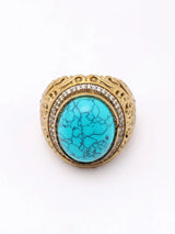 Turquoise Oval and Scrollwork Sterling Silver Ring