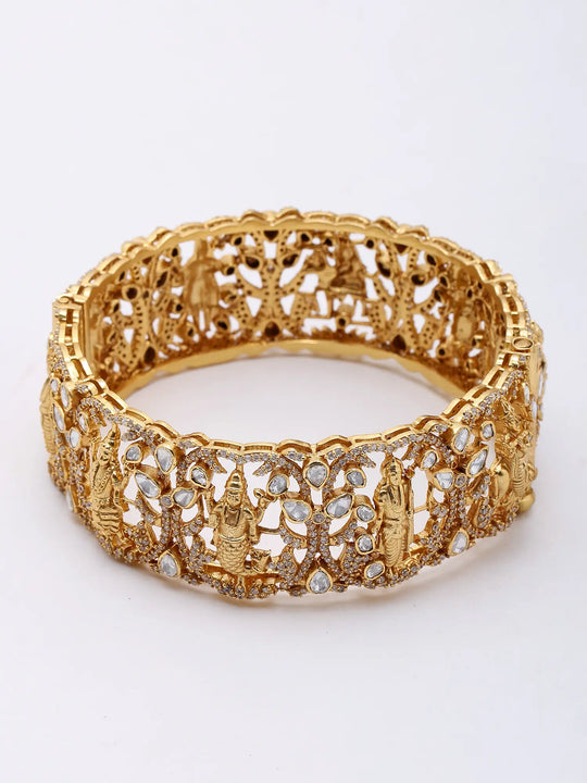 Polki Diamond Navagraha Sterling Silver Openable Bangle