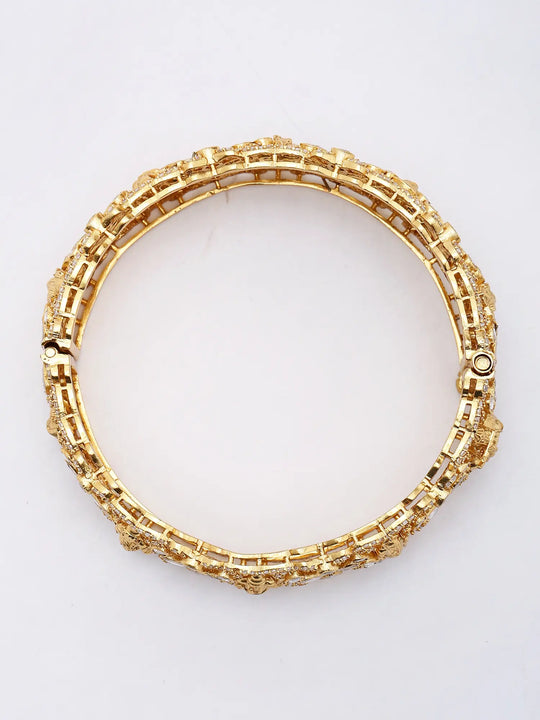 Polki Diamond Navagraha Sterling Silver Openable Bangle