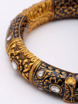 Floral Sterling Silver Bangles with Semi Precious Stones (Set of 2)