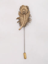 Peacock Feather Brass Lapel Pin