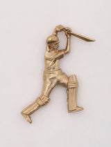 Handcrafted Cricket Batsman Brass Brooch