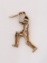 Handcrafted Cricket Batsman Brass Brooch
