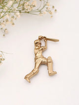 Handcrafted Cricket Batsman Brass Brooch