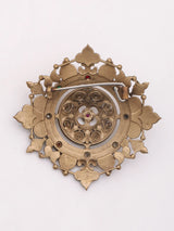 Navaratna Stone Studded Eight Pointed Floral Brass Brooch