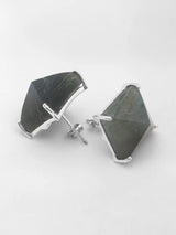 Faceted Square Labradorite Sterling Silver Stud Earrings