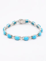 Persian Turquoise Oval Link Sterling Silver Bracelet