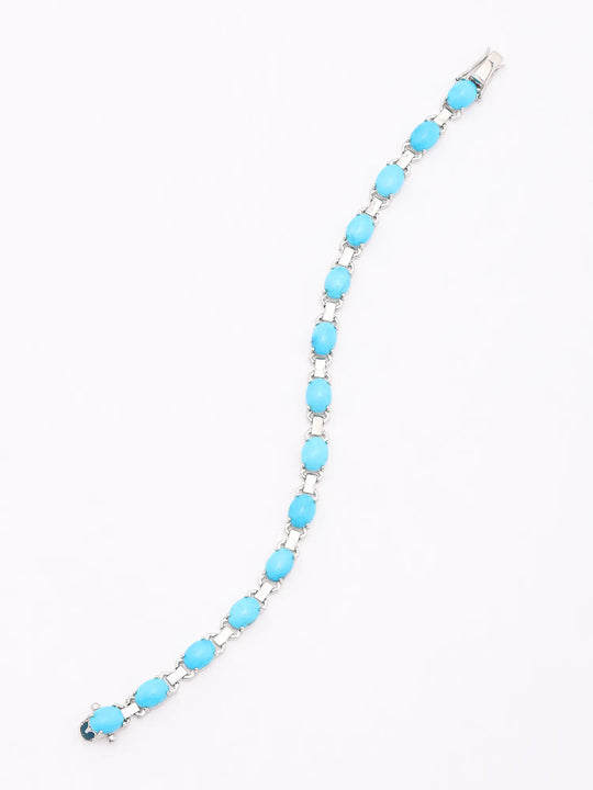 Persian Turquoise Oval Link Sterling Silver Bracelet