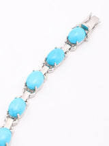 Persian Turquoise Oval Link Sterling Silver Bracelet