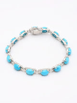 Persian Turquoise Oval Link Sterling Silver Bracelet