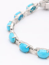 Persian Turquoise Oval Link Sterling Silver Bracelet