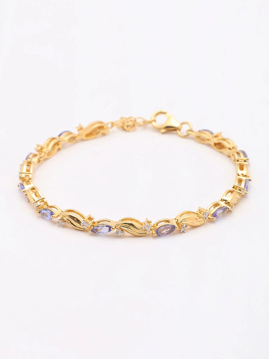 Marquise Tanzanite and Cubic Zirconia Wave Link Bracelet