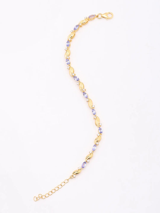 Marquise Tanzanite and Cubic Zirconia Wave Link Bracelet