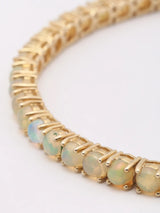 Faceted Ethiopian Opal Round Cut Sterling Silver Bracelet