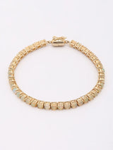 Faceted Ethiopian Opal Round Cut Sterling Silver Bracelet